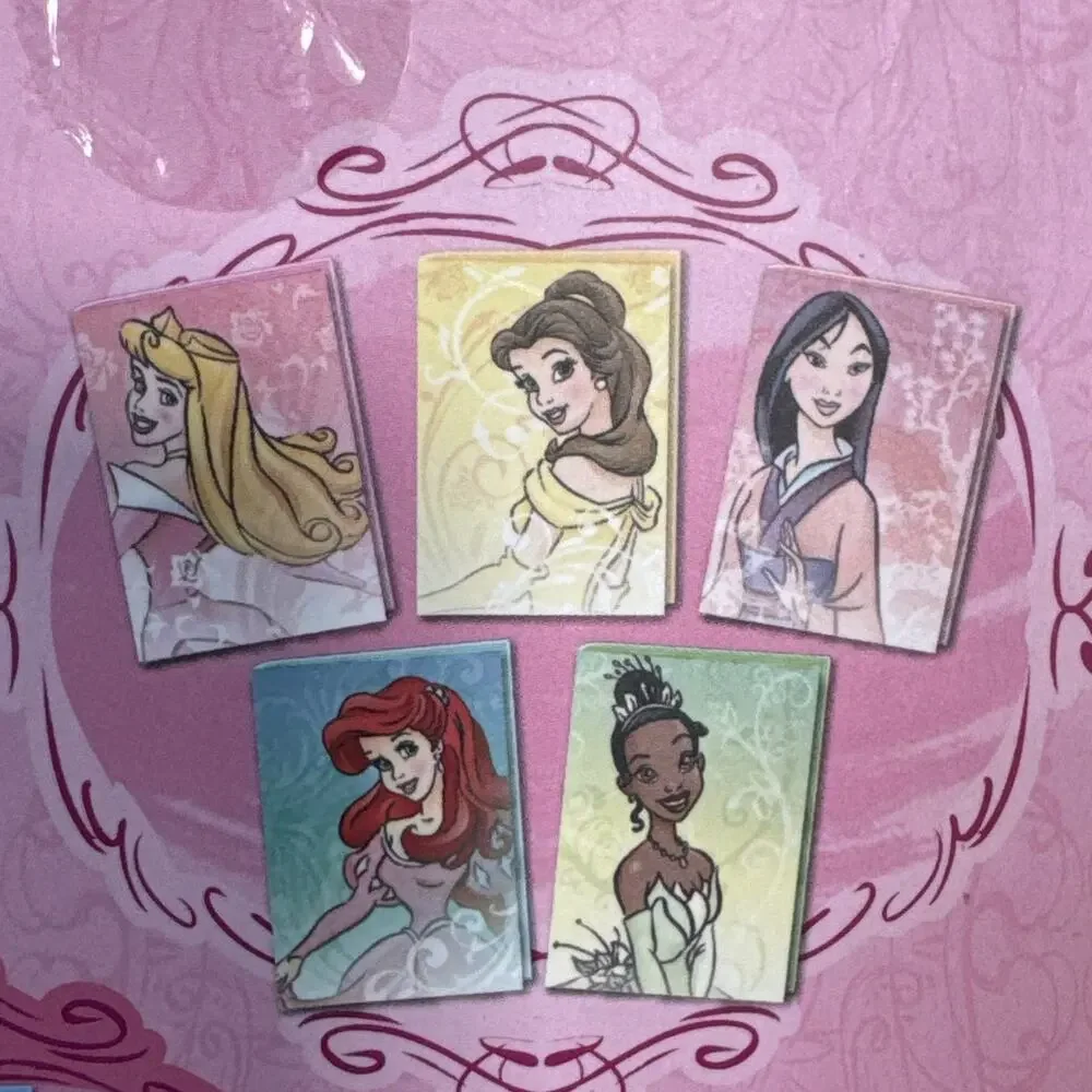 Vintage Disney Store Set Of 10 Mini Princess Journals With Glitter Accents New